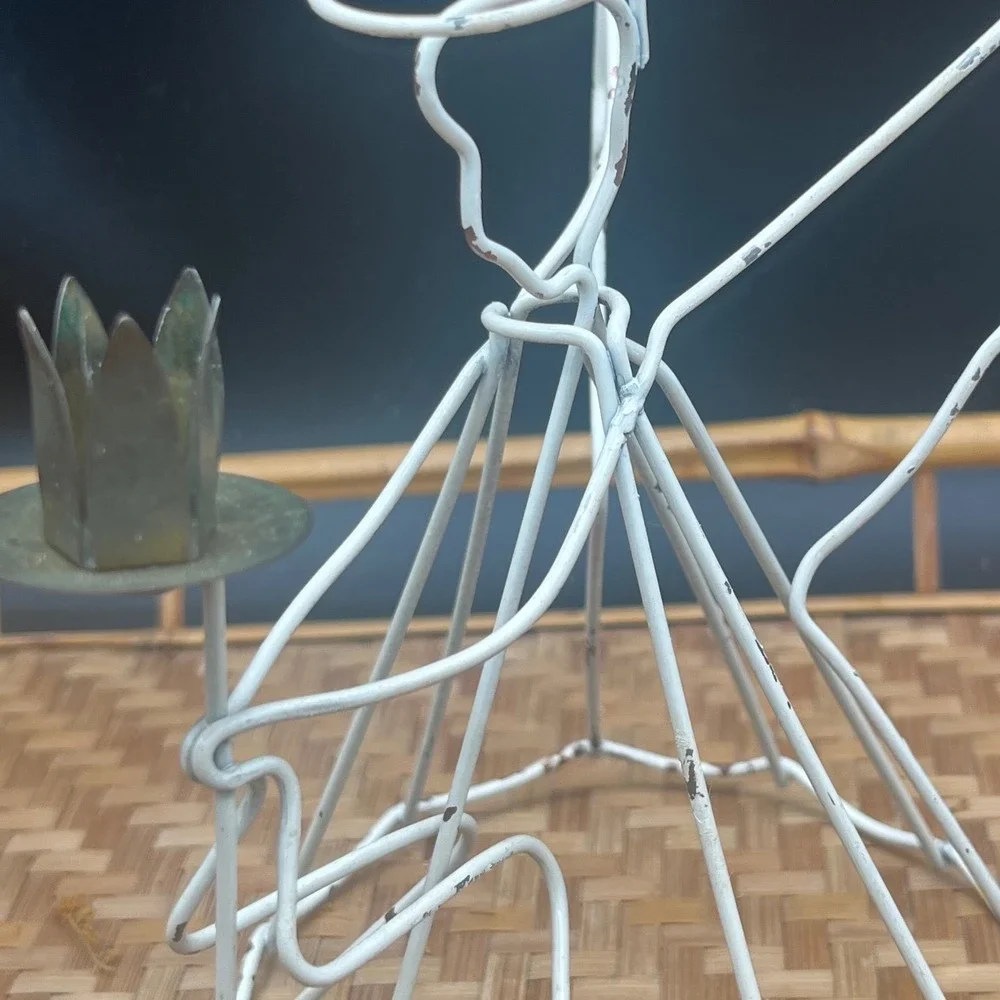 Vintage set‎ of two Wire Angel Candle Holder Christmas Decoration